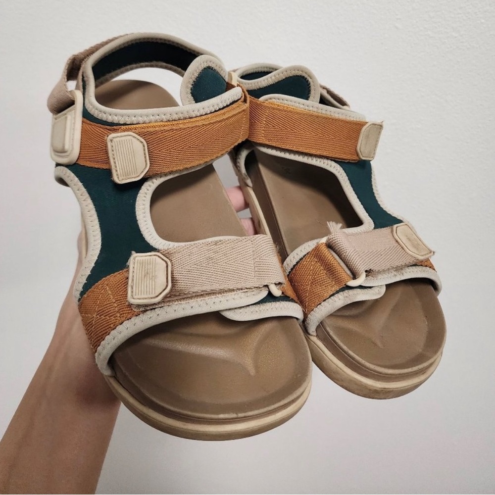 Zara kids tan teal strappy sport sandals